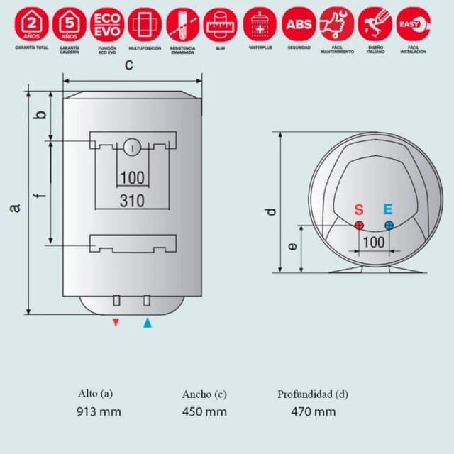 Detalle 2 de Ariston PRO1 Eco Dry Multis 100L B