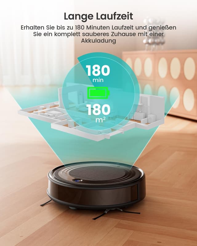 Detalle 2 de Lefant M310 Saugroboter (4500 Pa) mit WLAN 2,4 GHz, App & Alexa, Tierhaare, Hindernisvermeidung
