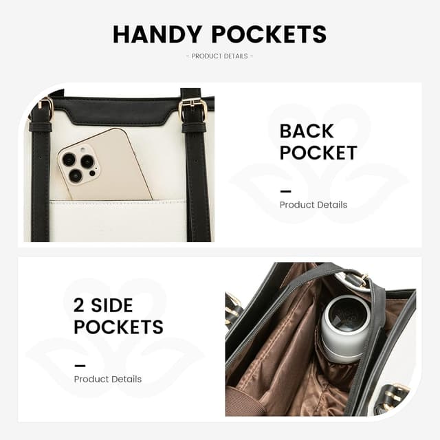 Detalle 2 de LOVEVOOK Laptop Handtasche für 15,6 Zoll – Tote/Schulter-/Crossbody Bag mit Canvas und gepolstertem Laptopfach