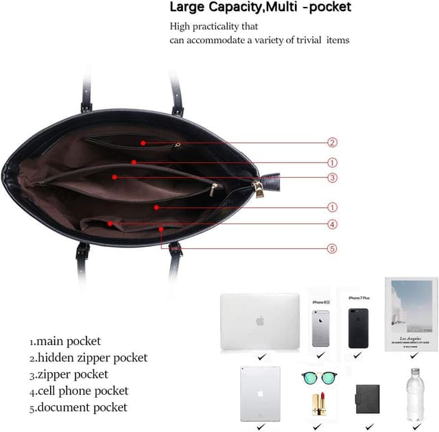 Thumbnail 5 de URAQT Damen Handtasche Shopper groß Schwarz