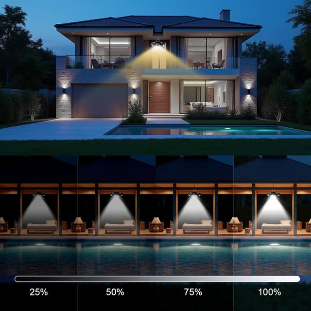 Detalle 2 de CREATESTAR Lampada a sospensione solare LED con telecomando, IP66, sensore di movimento