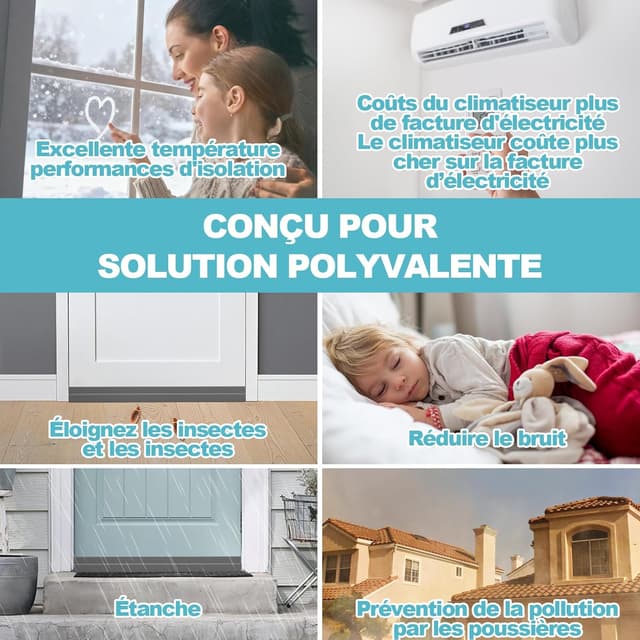 Detalle de Beoguy Bas de porte anti-courant d’air et étanchéité (gris, 1M) – joint isolant et anti-bruit