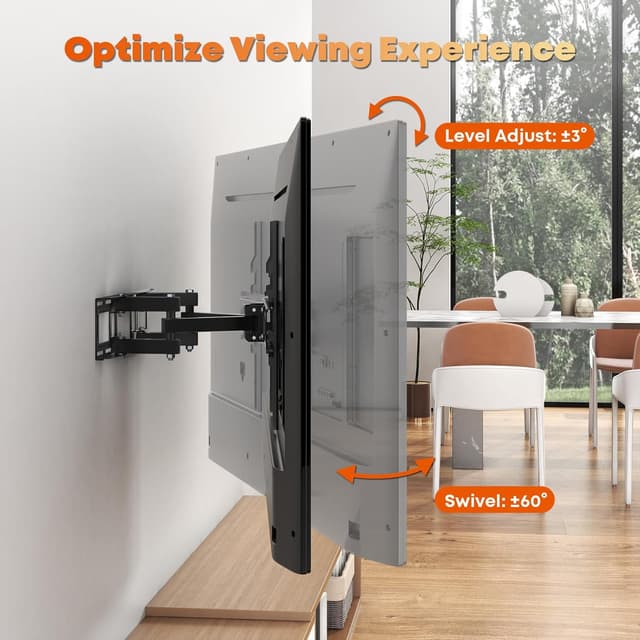 Detalle de TV Wandhalterung schwenkbar & neigbar (32–70 Zoll, bis 50 kg, VESA bis 400x400) mit Doppelarm-Design