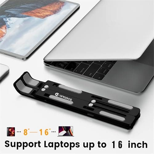 Detalle de AITODOS TA AiTodos Soporte portátil plegable de aluminio con ajuste de 6 posiciones (negro)