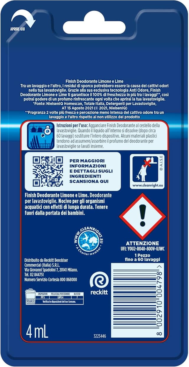 Detalle 2 de Finish Deodorante per Lavastoviglie al Profumo di Limone e Lime (confezione da 4)