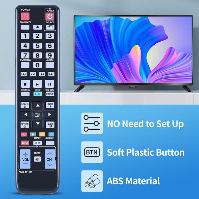 Detalle 2 de TCNOUMT AK59-00123A replacement remote control for Samsung DVD players (BD-D5500/BdD6500 and more)