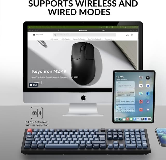 Detalle 2 de Keychron V6 Max Full-Size Wireless Mechanical Keyboard (UK Layout) with QMK and Hot-Swap Gateron Banana Tactile