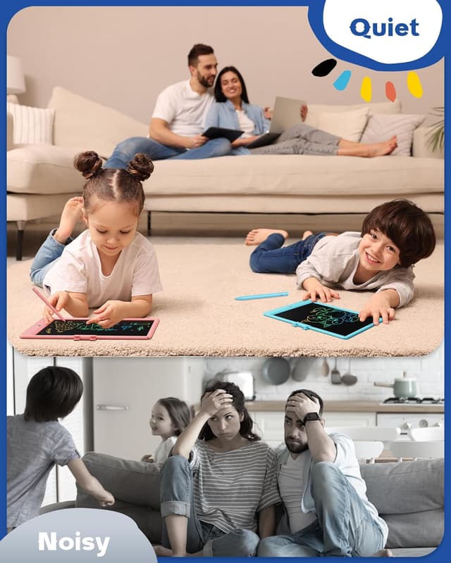 Detalle de Bravokids 10-Inch LCD Writing Tablet for Ages 3–6 (Blue) — Reusable Doodle Board