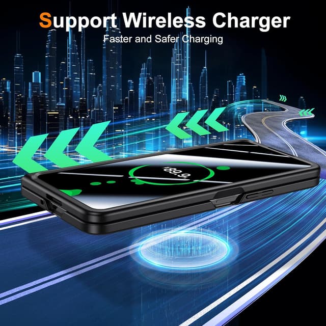 Detalle 2 de KAIIECAL Slim Hinge Kickstand Case for Samsung Galaxy Z Fold 5 with Privacy Screen Protector & S Pen Holder (Black)