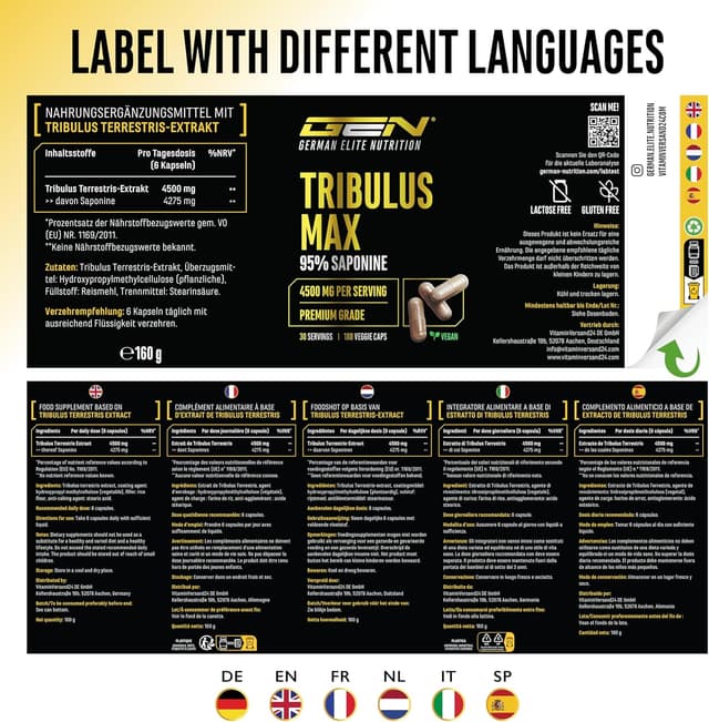 Thumbnail 6 de Tribulus Max – 180 Kapseln hochdosiert (10:1, 4500 mg/Tag) – vegan & ohne unnötige Zusätze