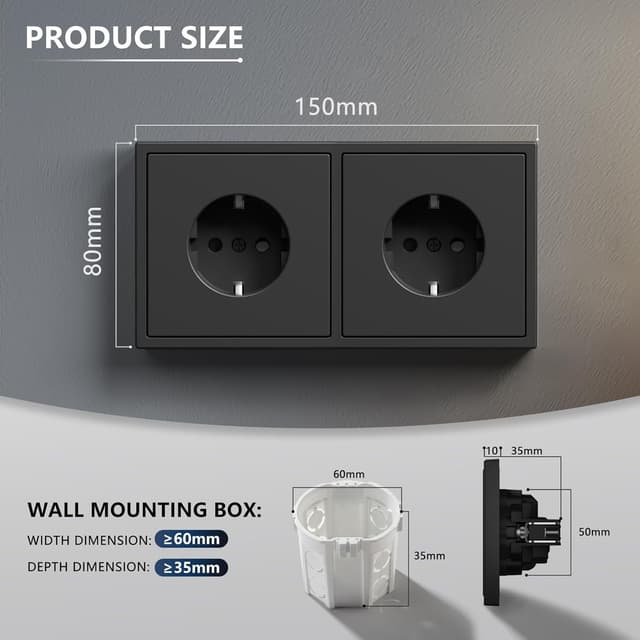 Detalle 2 de BSEED Schuko Doppelsteckdose 16A 🪫