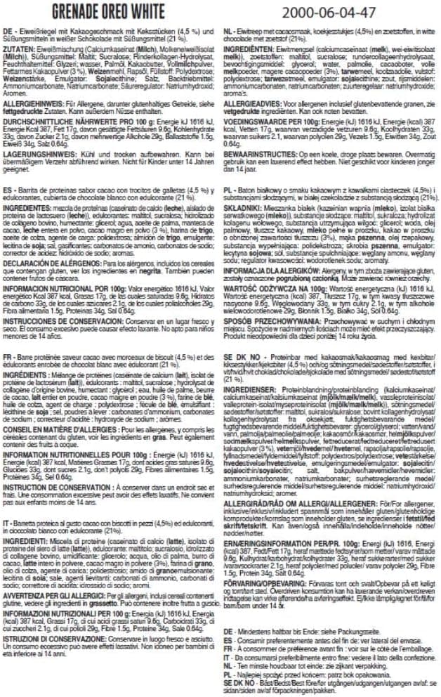 Thumbnail 7 de Grenade Barra Proteica Low Carb Oreo White 12x60 g 🥜