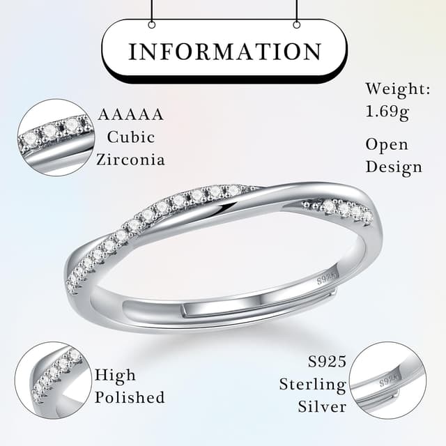 Detalle de Macachii 925 Sterling Silver & 14K Gold Plated Adjustable Engagement Ring (Thumb Ring) with Cubic Zirconia