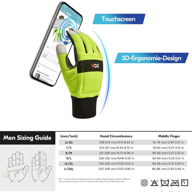 Detalle 2 de Vgo... 12-Schicht Kettensägenhandschuhe GA9767CS (1 Paar) mit UHMWPE-Patches & Ziegenleder