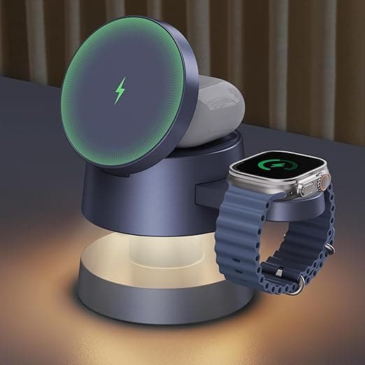 Detalle de iVANKY Cargador Inalámbrico 4 en 1 para iPhone 🌙