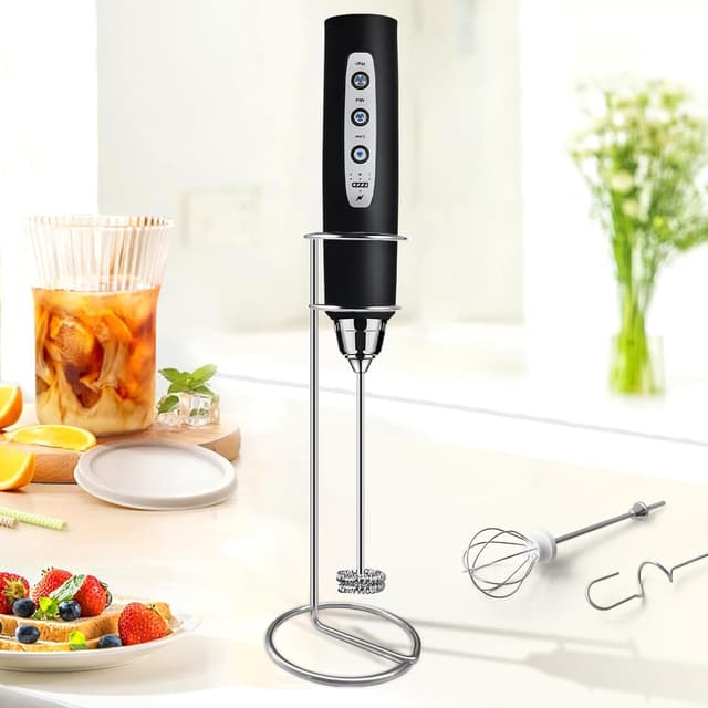 Thumbnail 6 de Sakgos Milk Frother with Stand (Rechargeable Handheld, 3 Stainless Whisks, 3 Speeds)