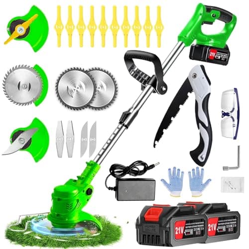 Detalle de Ginzyaiy Desbrozadora eléctrica a batería 4 en 1 con 2 baterías 21 V y cabezal giratorio 90°