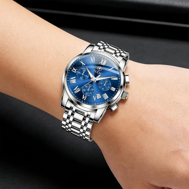 Detalle 2 de Taxau Multifunktionsuhren für Männer Edelstahl 42 mm