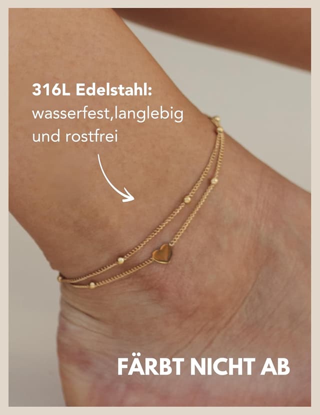 Detalle de GOOD.designs EST. 2015 Fußkettchen Herz 22–27 cm 👣