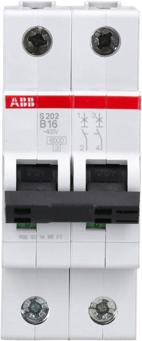 Detalle de ABB S202 B16 interruttore automatico 2 poli 6 kA