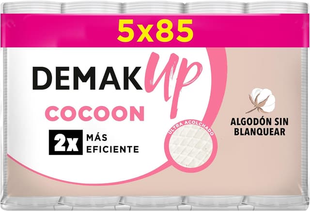 Detalle de Demak’up Cocoon – Lot de 5 paquets de disques démaquillants en coton (425 disques)