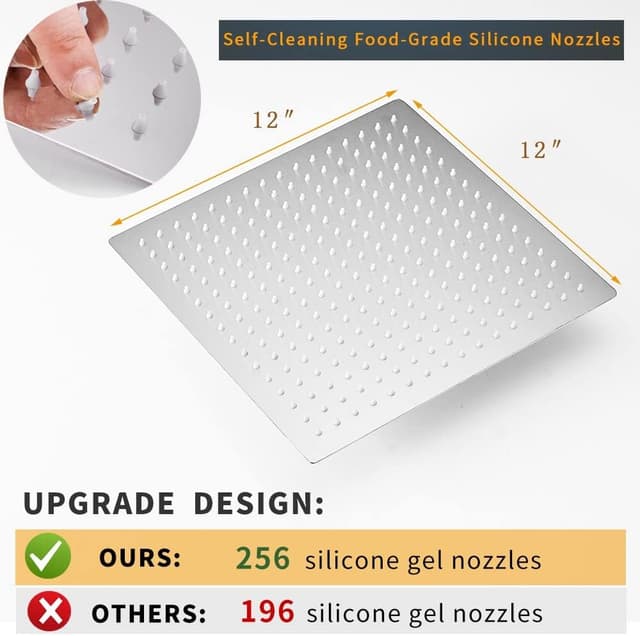 Detalle de BESy 12 inch square rain shower head in polished chrome (G1/2”)