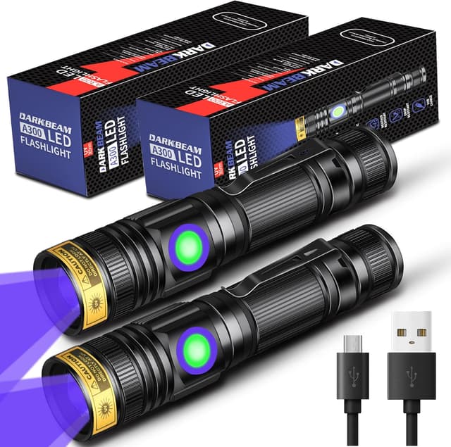 Detalle de DARKBEAM Darkbeam UV Light Torch 365nm Rechargeable UV Flashlight (Wood Lamp Black Light) – 2 Pack