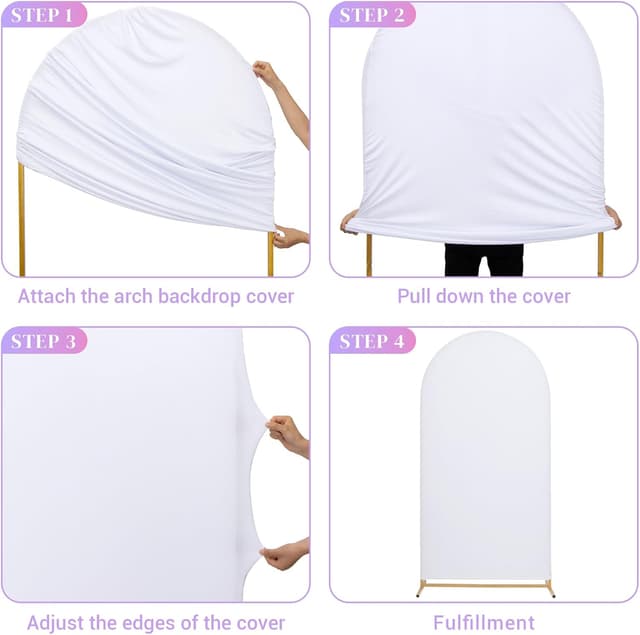 Detalle de Toolterritary Set of 3 Metal Arch Backdrop Stands with Cover Set (7.2FT, 6.6FT, 6FT) for Wedding, Party & Graduation