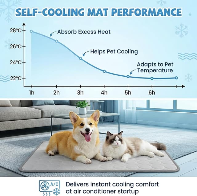 Detalle de Qoosea tappetino rinfrescante per cani e gatti in “seta di ghiaccio” grigio (55 × 70 cm)