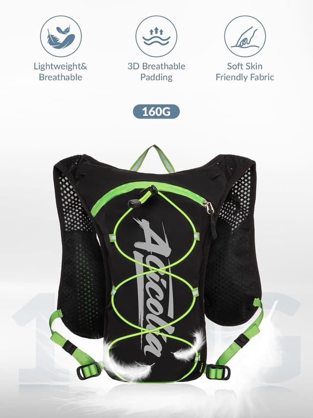 Detalle 2 de Acicolia Running Vest Lightweight Hydration Vest with 1500ml Water Bladder, Phone Holder & Reflective Trim