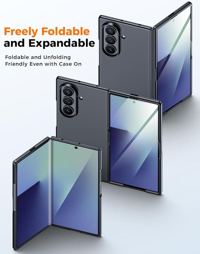 Detalle 2 de Vizvera case for Samsung Galaxy Z Fold 7 (2025) with built-in screen protector, black