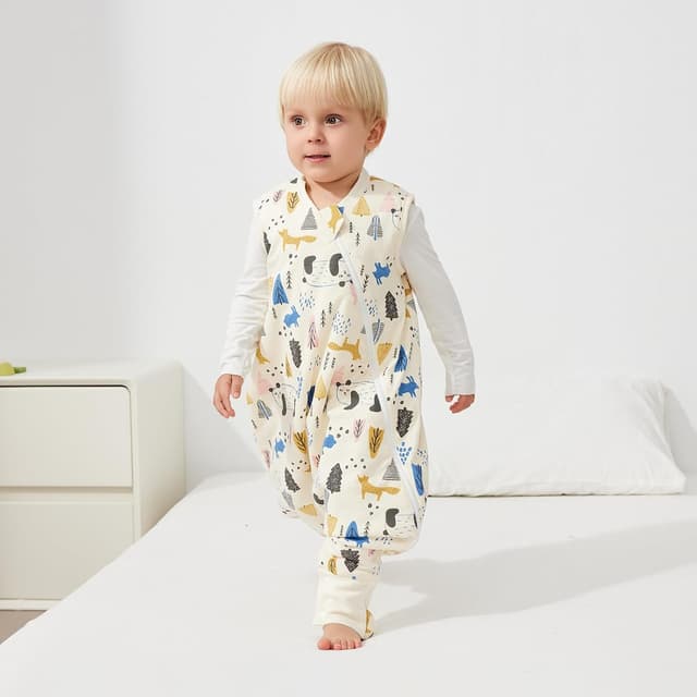 Detalle de Duomiaomiao Baby-Schlafsack mit Füßen (1,5 TOG) aus 100% Baumwolle – ganzjährig für Jungen & Mädchen