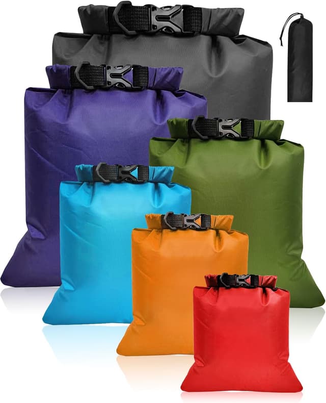 Detalle de Evolpor 6-Piece Waterproof Dry Bag Set (8L, 5L, 3.5L, 3L, 2.5L, 1.5L) for Hiking, Camping & Fishing