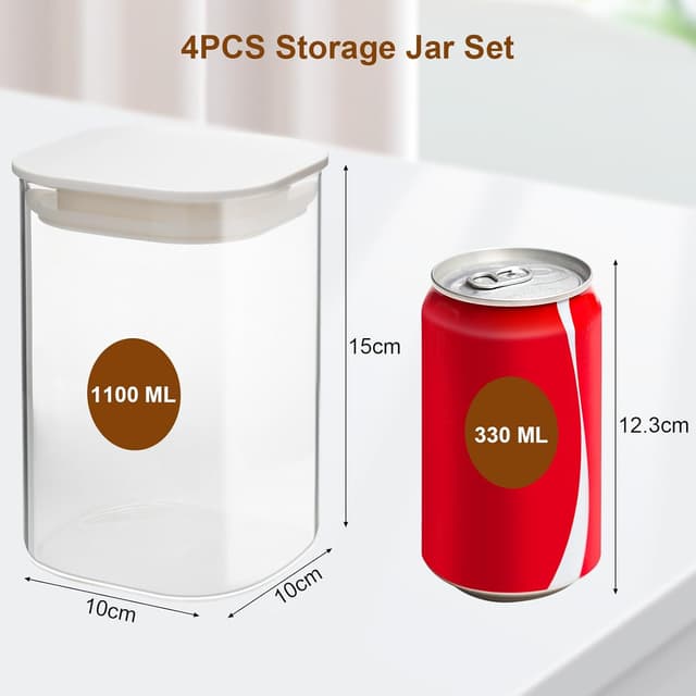 Thumbnail 4 de Cozary 1100ml Barattoli Vetro quadrati impilabili