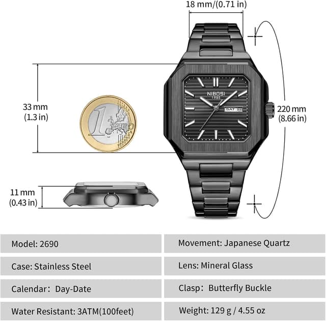 Detalle de NIBOSI orologio uomo analogico 3ATM