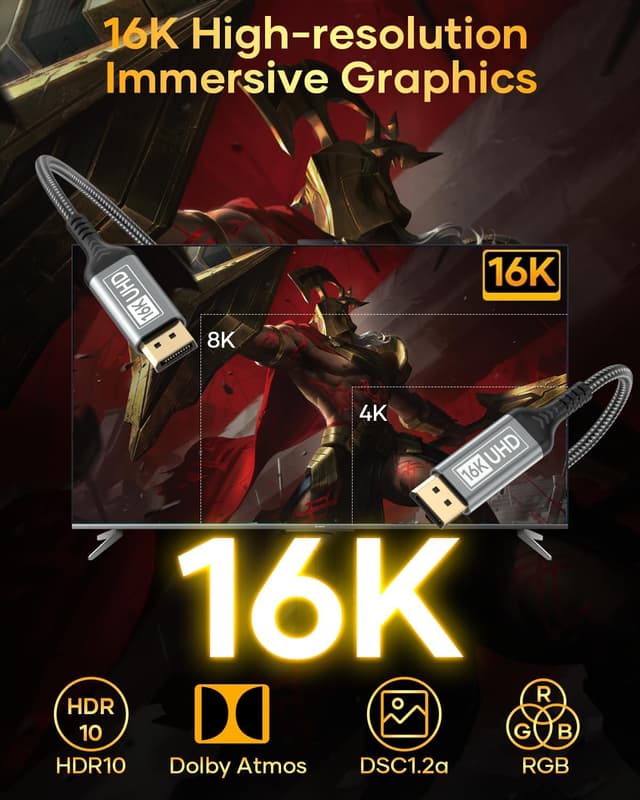 Detalle 2 de Nersligek DisplayPort Kabel 2.1 3 m