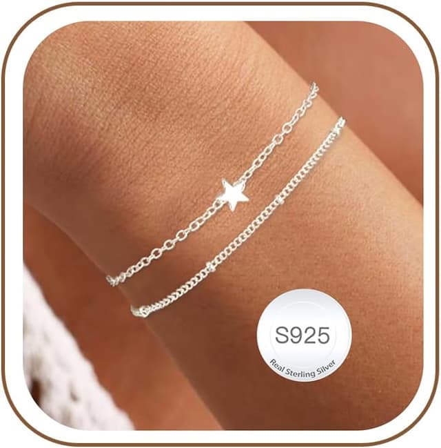 Detalle 2 de Avotto 925 Silber Armband für Damen & Mädchen – hypoallergene gold-layere Optik, verstellbar und stapelbar