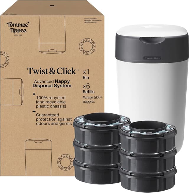 Imagen de Tommee Tippee Twist and Click Nappy Bin 33 nappies en OfertitasTOP