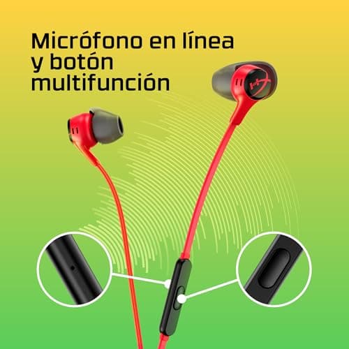 Detalle de HyperX Cloud EarBuds II negros: auriculares con micrófono para usar a diario