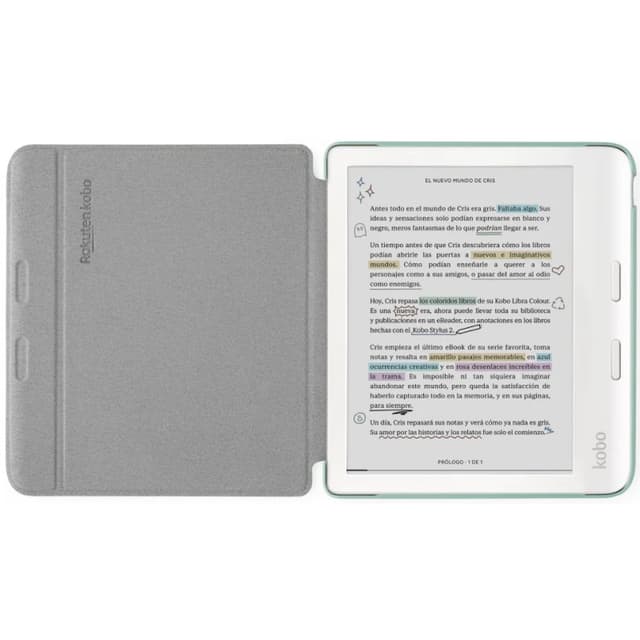 Detalle 2 de Kobo Basic SleepCover funda de libro 7" verde jardín para Kobo Libra Colour