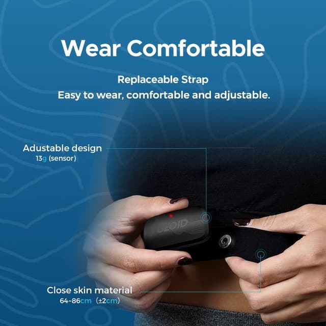 Detalle 2 de GEOID HS500 chest-strap heart rate monitor (Bluetooth 4.2/ANT+, IP67 waterproof)