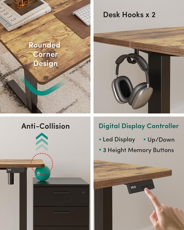 Thumbnail 5 de FEZIBO Electric Standing Desk 100 x 60 cm adjustable sit‑stand desk