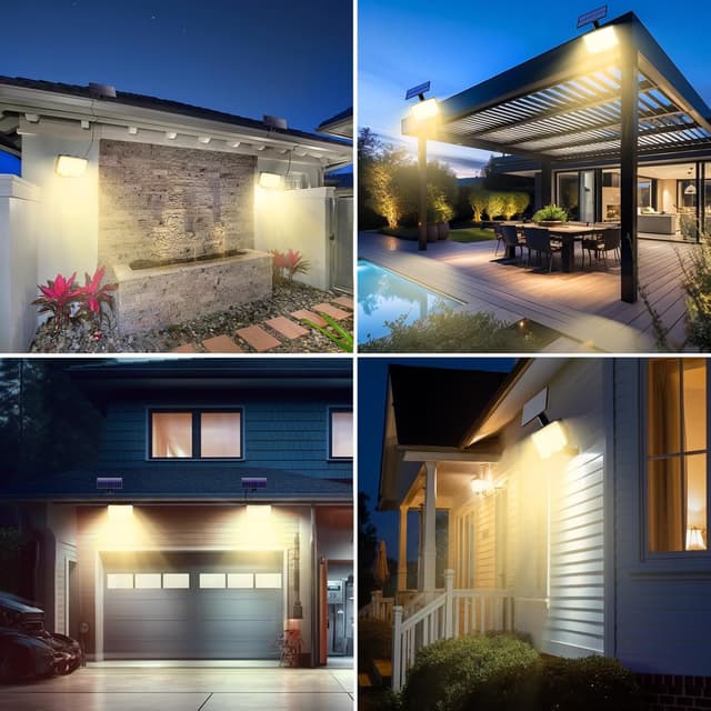 Detalle 2 de nipify 2er-Set Solarlampen für außen mit Bewegungsmelder, 310 LEDs, 3 Modi & Fernbedienung, IP65