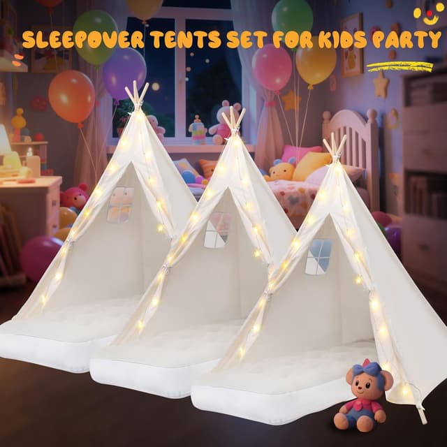 Thumbnail 6 de 6 Pack Teepee Tent for Kids with Light String 🎪