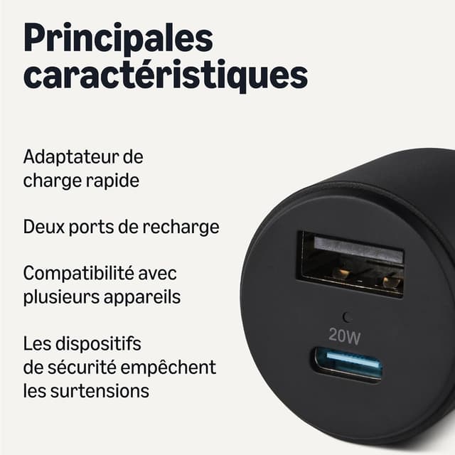 Thumbnail 1 de Amazon Basics chargeur voiture 32W double ports