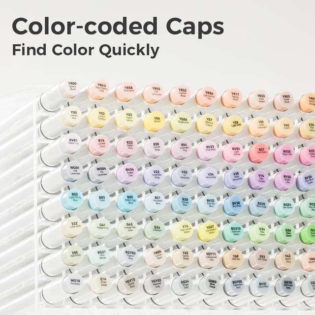 Detalle de Ohuhu Alkohol Marker Set 48 Pastellfarben (Honolulu Blossoming) – AP-zertifiziert, Doppelspitze