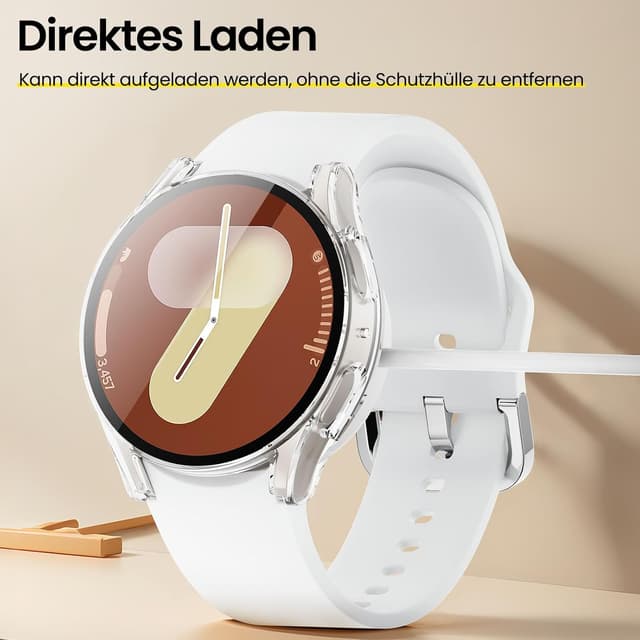 Detalle 2 de Tuocal 2er-Set Hülle für Samsung Galaxy Watch 7 44 mm – Hart-PC Case mit Displayschutz, transparent