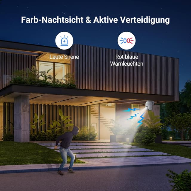 Detalle de EZVIZ C8c 3K (5MP) Pan&Tilt WLAN-Überwachungskameras außen, 360° PTZ – 2er-Set mit Personen-/Fahrzeugerkennung
