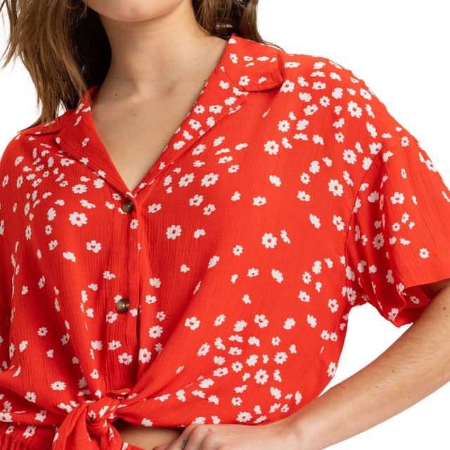 Detalle 2 de Roxy Camiseta de mujer Salty Sweet Roxy de viscosa con cierre de botones