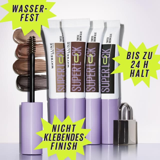 Detalle de Maybelline New York Super Lock Brow Glue Augenbrauengel (Taupe) – starker Halt ohne Abblättern oder Kleben, mit Styling-Bürstchen